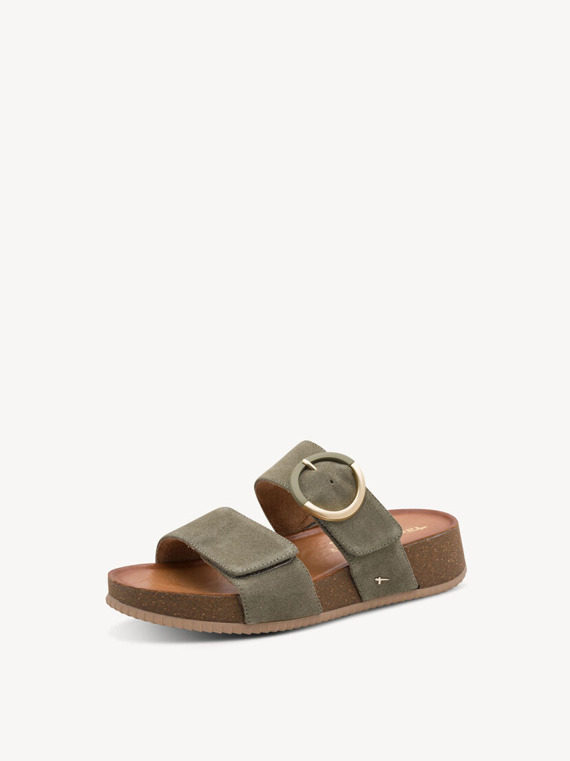 Leren Slipper - khaki