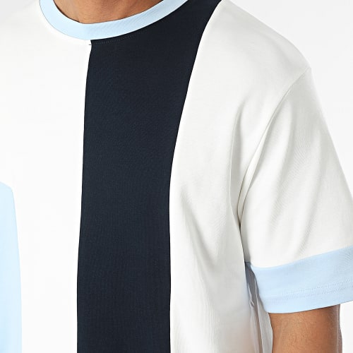 Ensemble Tee Shirt Et Short Jogging Blanc Bleu Clair Bleu Marine
