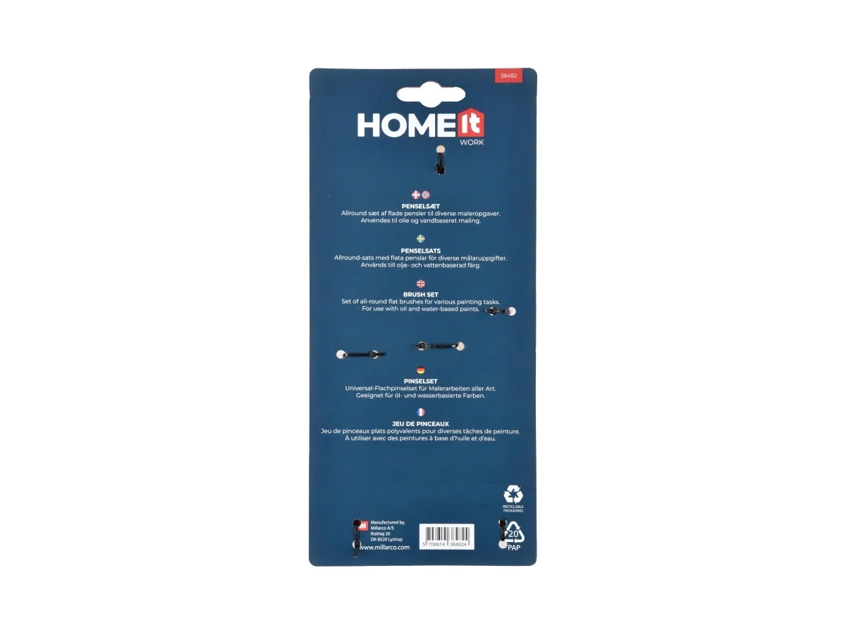 Home it Work® Premium pensler i sæt á 1 rund Ø15 og 2 flade