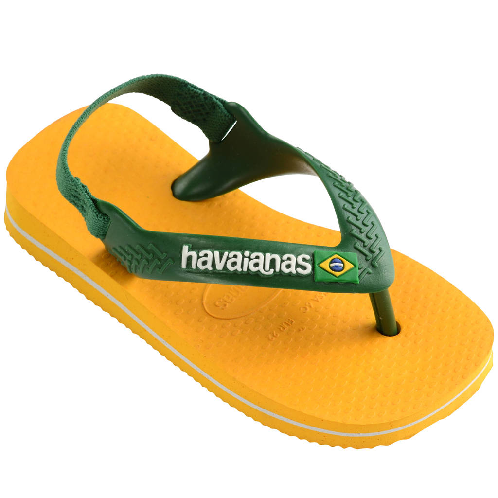 Havaianas Baby Brasil Logo IIteenslippers met hielbandje geel/groen