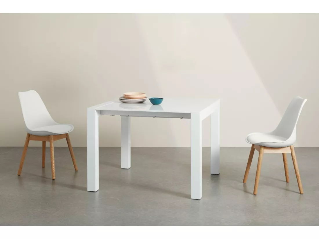 Nemes Table extensible (103/170 x 90 cm) en MDF Blanc