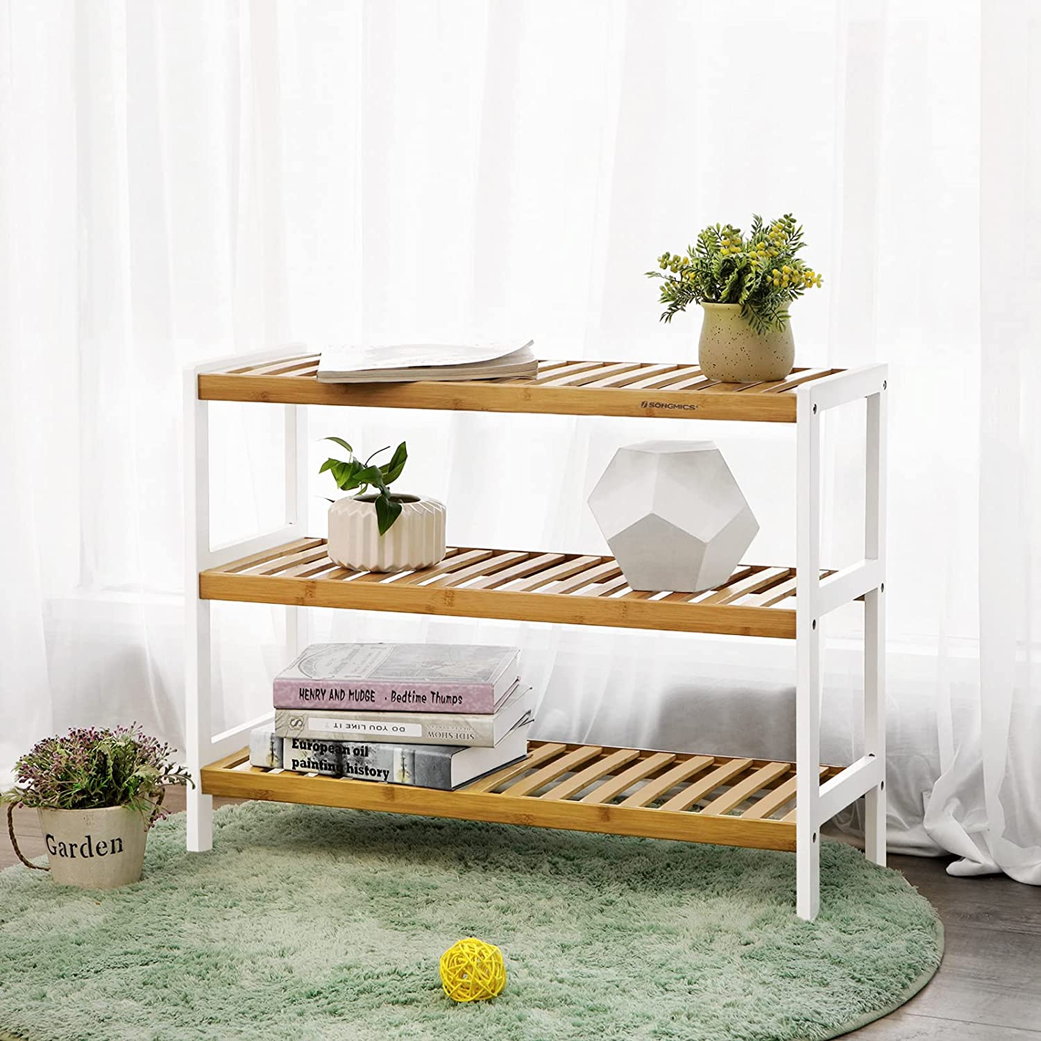 Schoenenrek Indusign bamboe Naturel en wit bamboe
