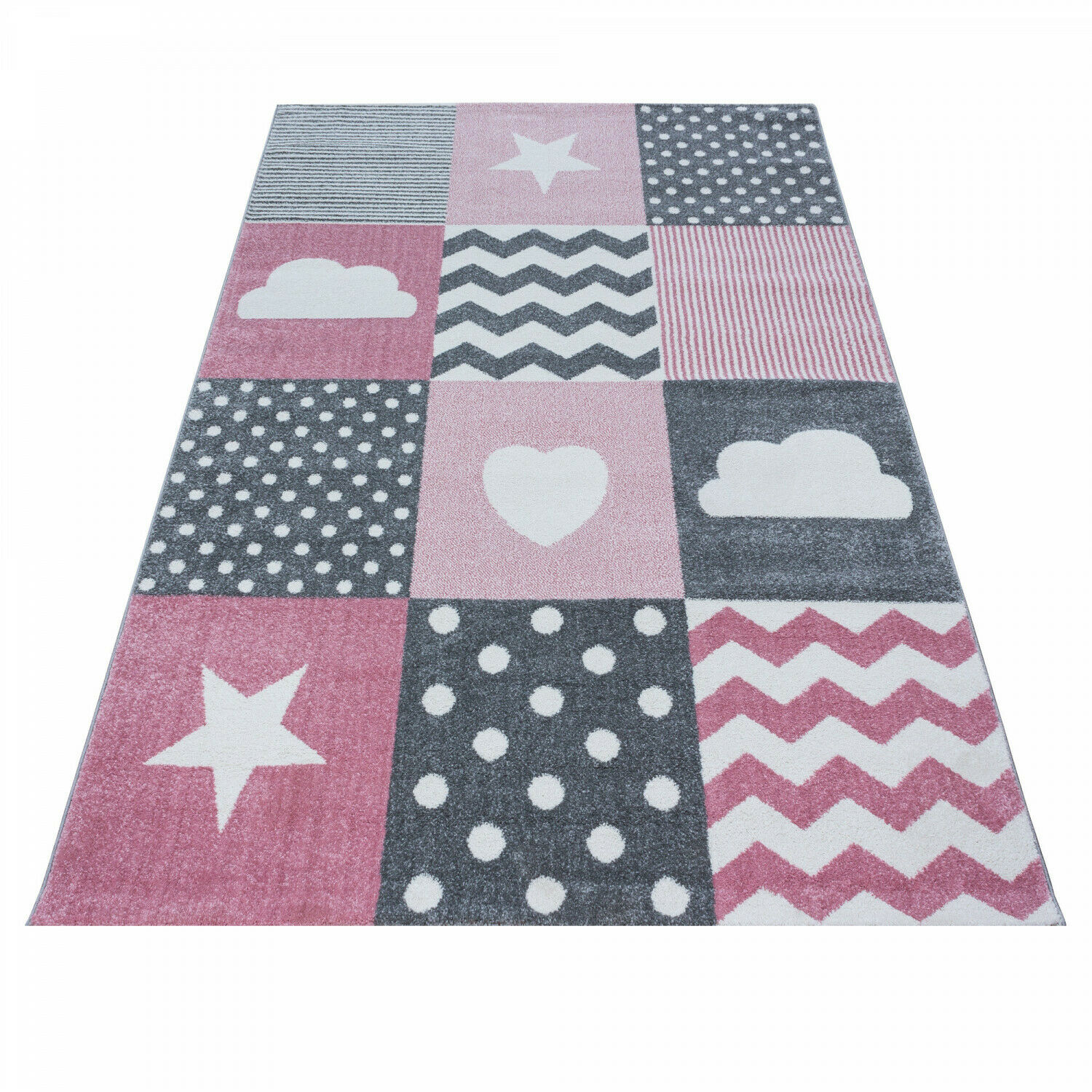 Wunderschöne Kinderteppiche kurzflor 11 mm Teppich mit Herz Motiven Rund Viereck