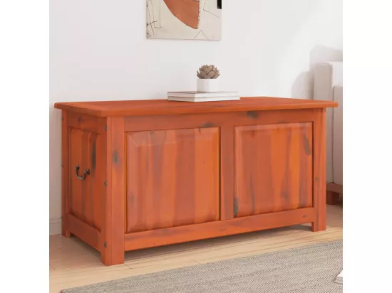 Coffre de rangement avec couvercle marron bois massif d'acacia