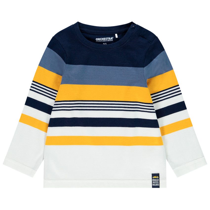 T-shirt manches longues rayé pour bébé garçon - Ecru