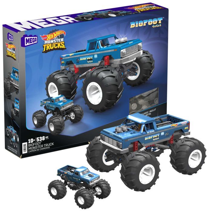Mattel HHD20 MEGA Hot Wheels Bauset Bigfoot Monster Truck mit 538 Teilen für E