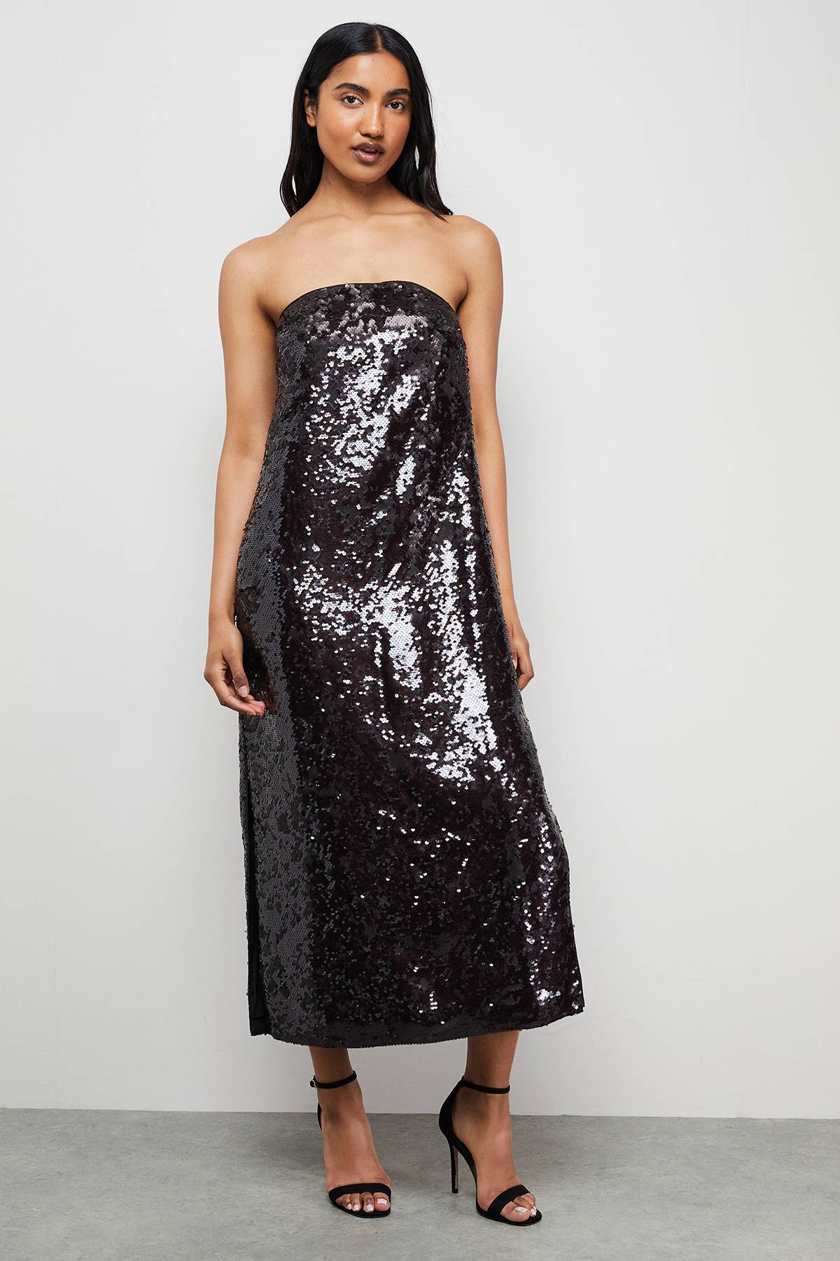 Warehouse Robe Midi Bustier à Sequins