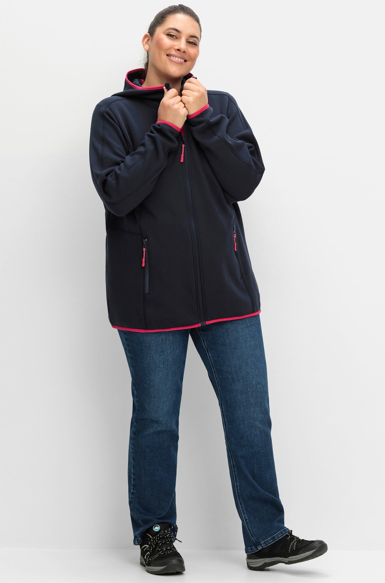 Sheego Fleecejacke mit Kapuze