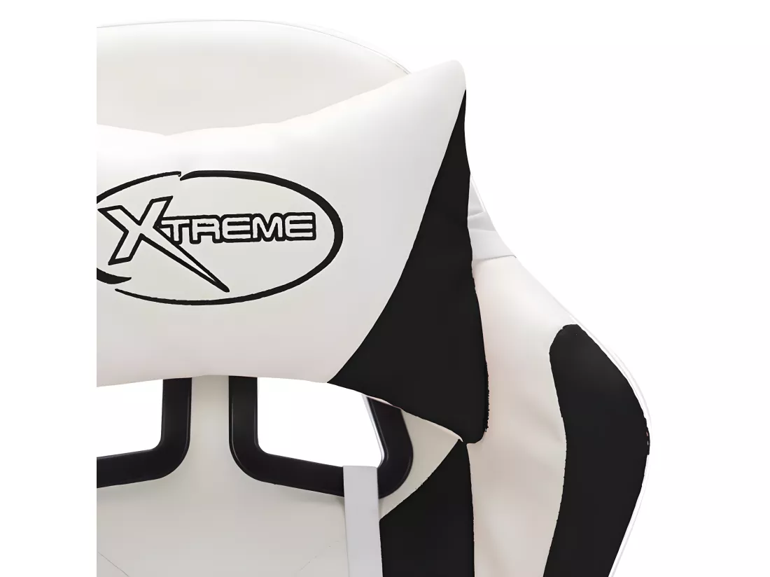 Fauteuil de jeux vidéo avec LED RVB Blanc et noir Similicuir