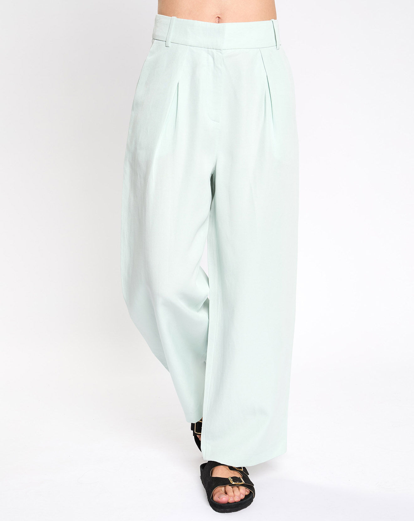 Esprit Pantalon en Lin mélangé bleu clair