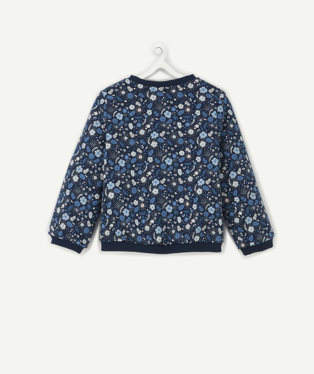 GILET BLEU ET FLEURI AVEC VOLANTS BÉBÉ FILLE EN FIBRES RECYCLÉES