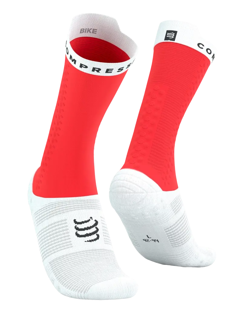 Compressport Pro Racing v4.0 Bike Compressiesokken Fluo Rood/Wit