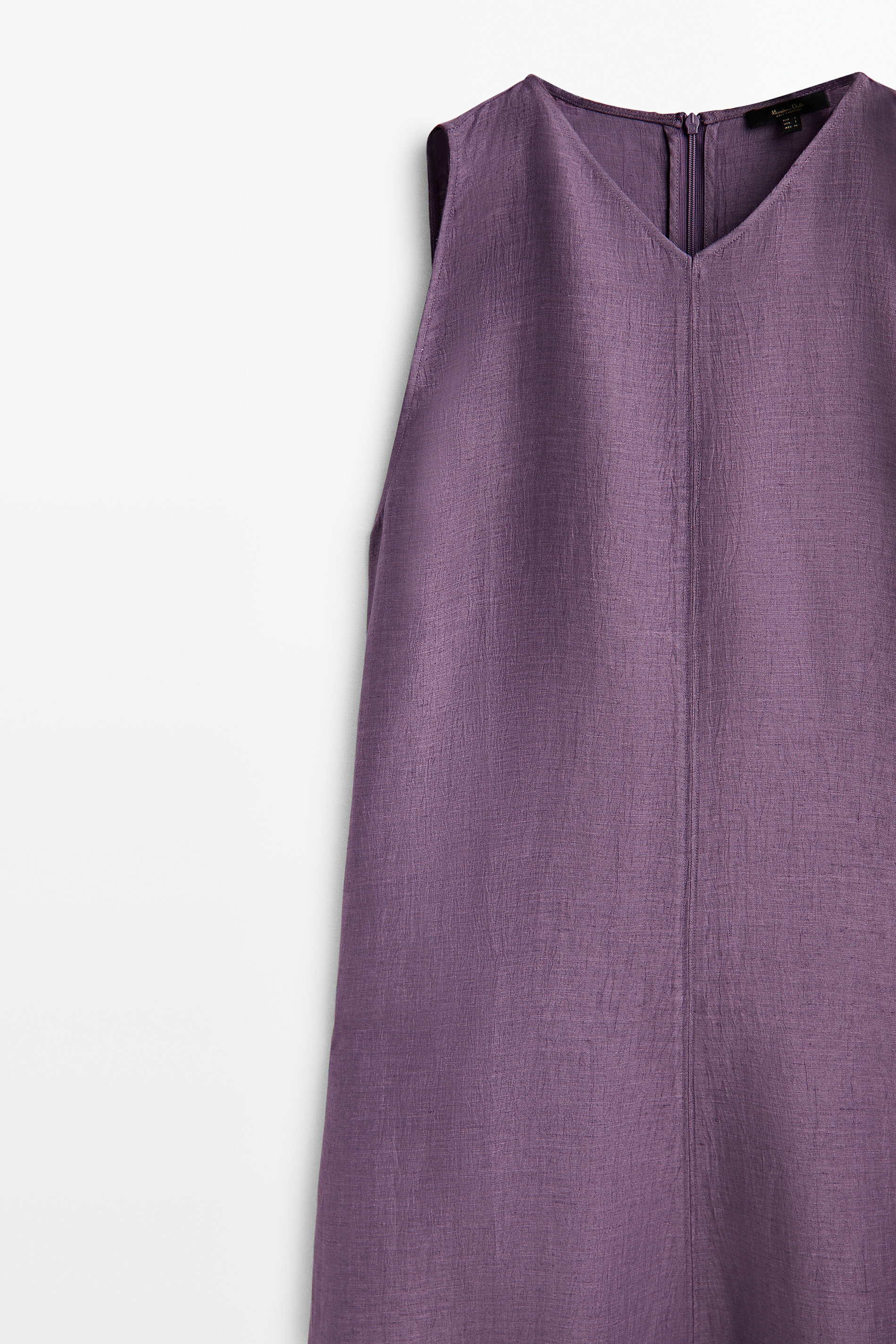Vestido de linho misto com gola pontiaguda - ROXO