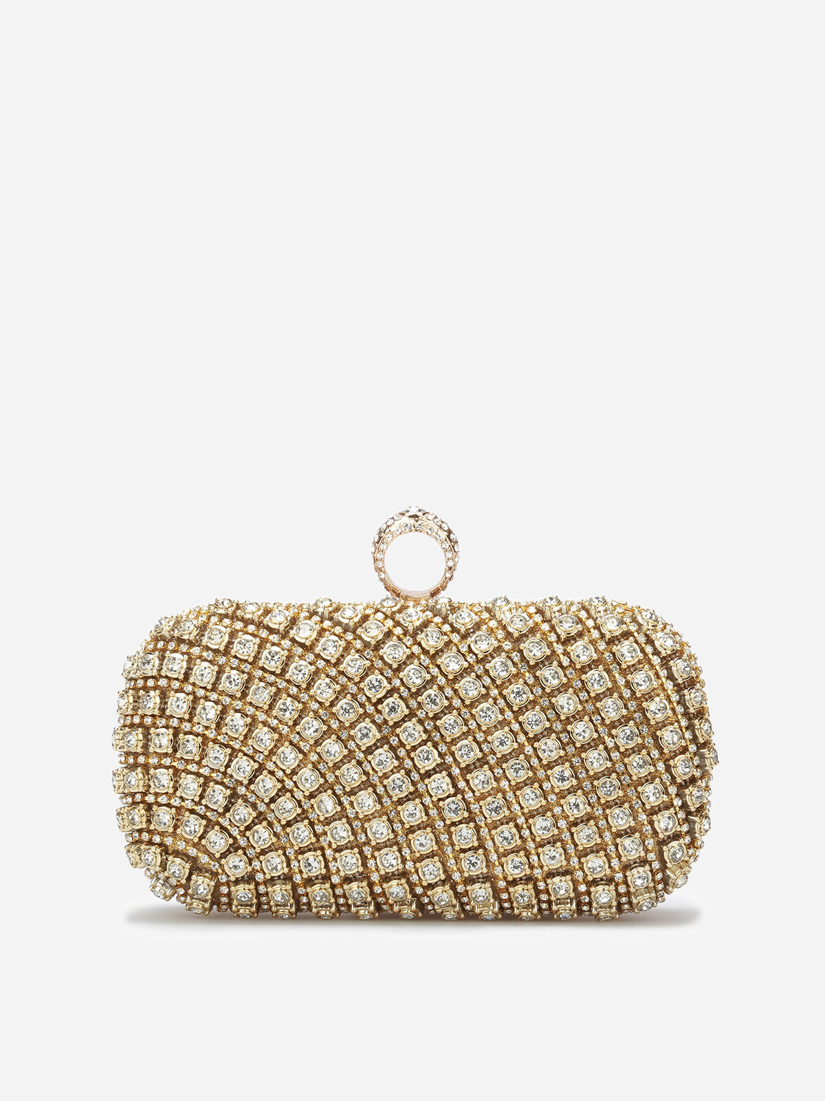 Minaudière à strass portée bague- Doré
