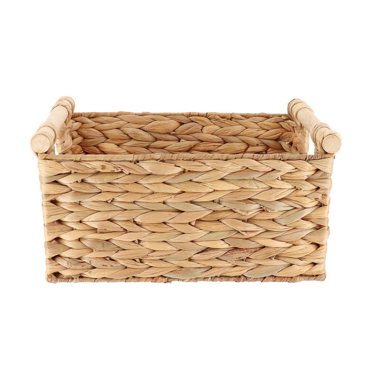 PANIER RECTANGLE JACINTHE POIGNEES BOIS 32X22X15CM NATUREL