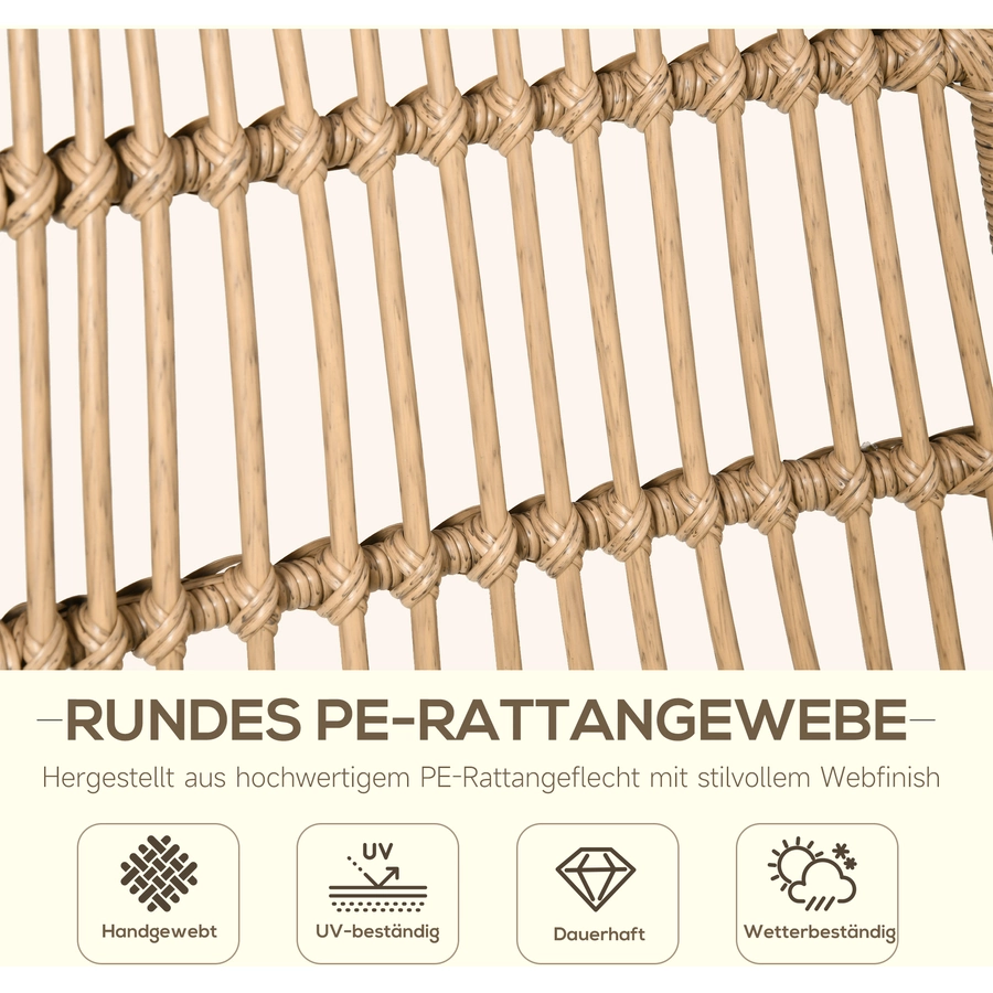 Outsunny Gartenmöbel-Set mit geflochtenem Design natur