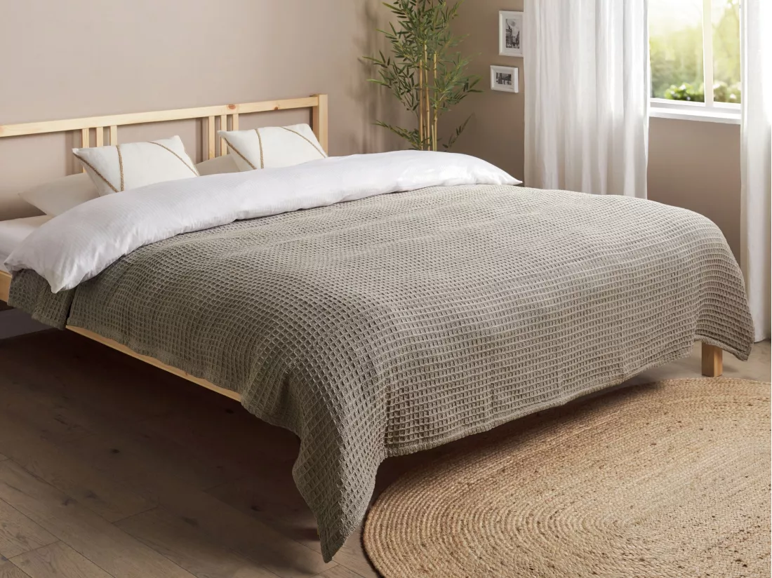 Couvre-lits CHAGYL Coton 200 x 220 cm Taupe