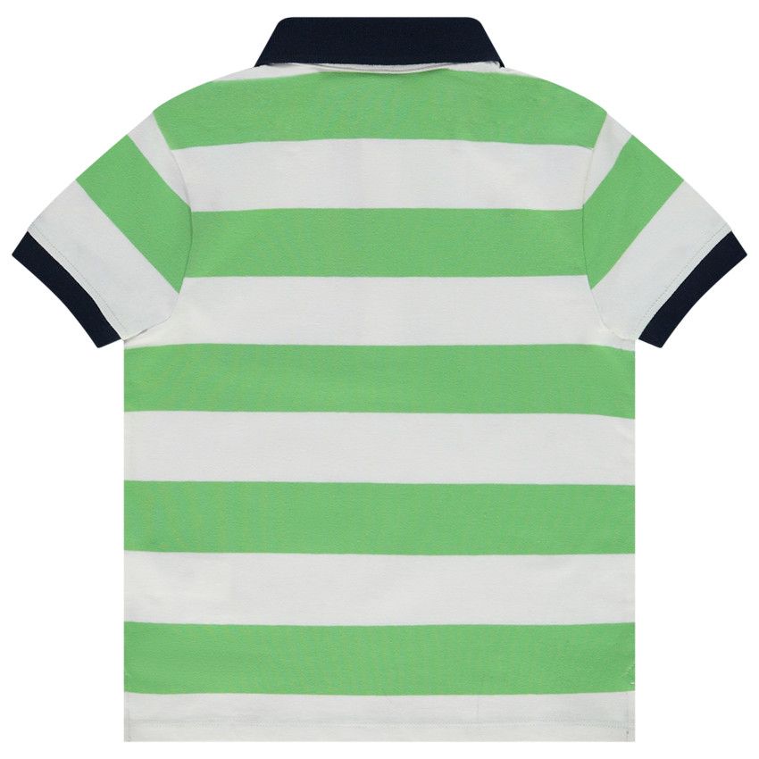 Polo manches courtes rayé broderie palmier pour garçon - Vert