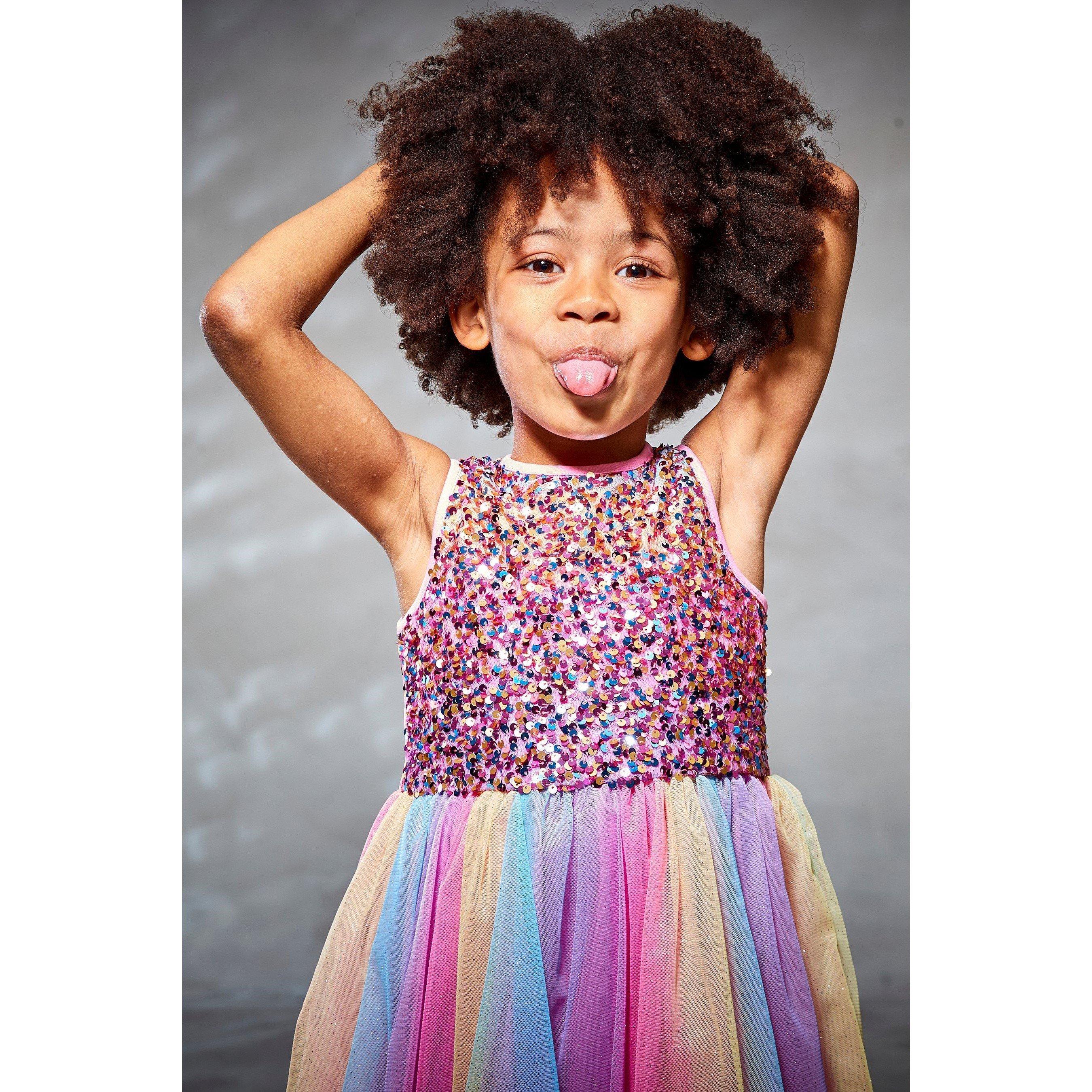 Be You Studio Younger Girls Sequin Tulle Party Dress