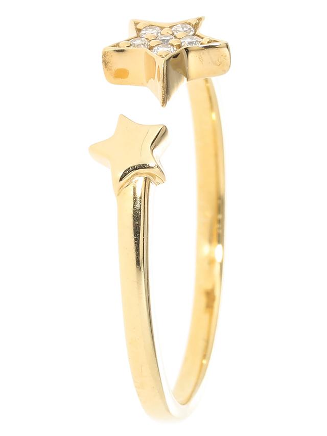Sternchen-Ring, 6 Brillanten, 0,06 ct., Silber 925, vergoldet