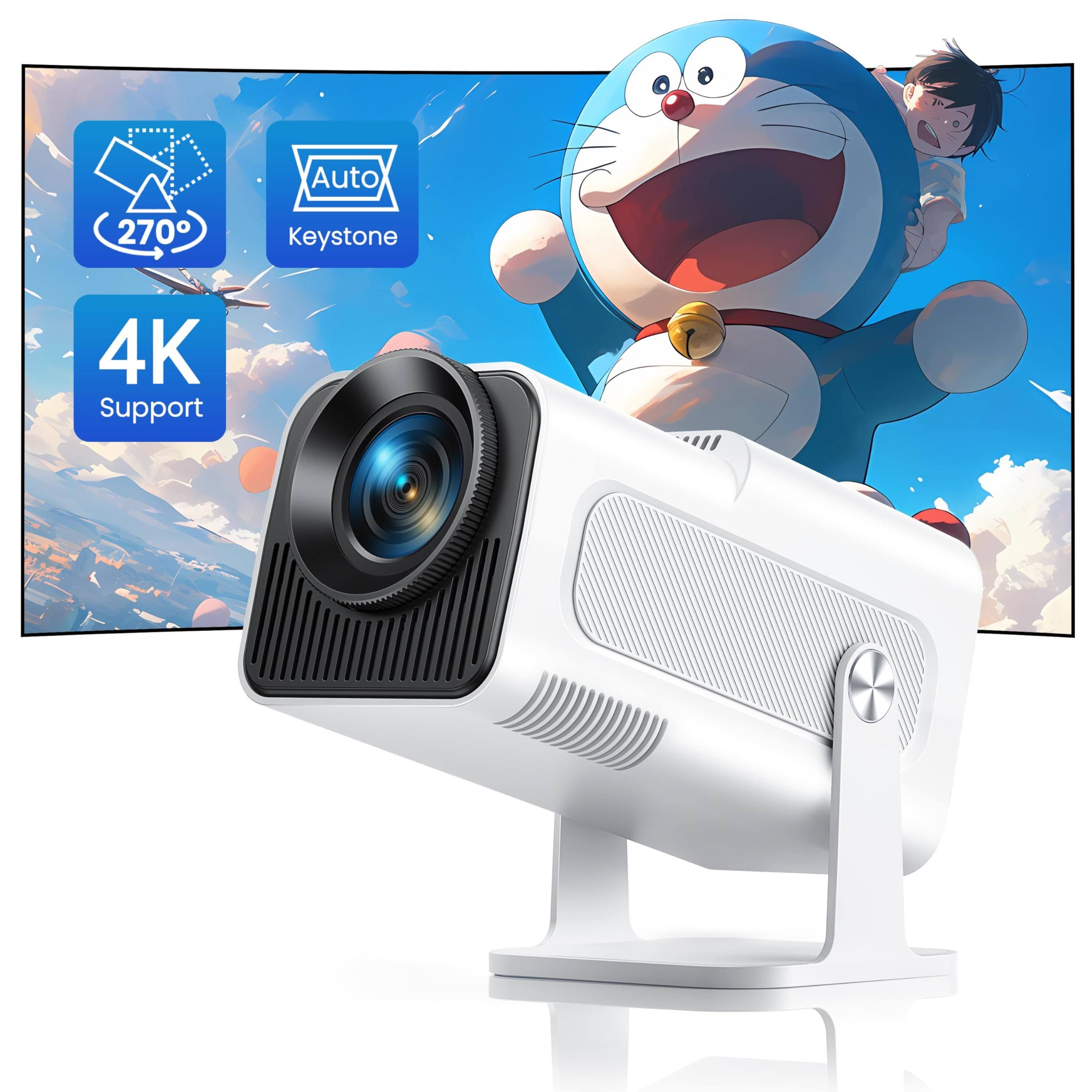 [Auto Keystone]  Mini Vidéoprojecteur 4K Supporté, 20000 Lumens TOPTRO Mini Projecteur Portable FHD 1080P WIFI6 Bluetooth avec Angle 270°,