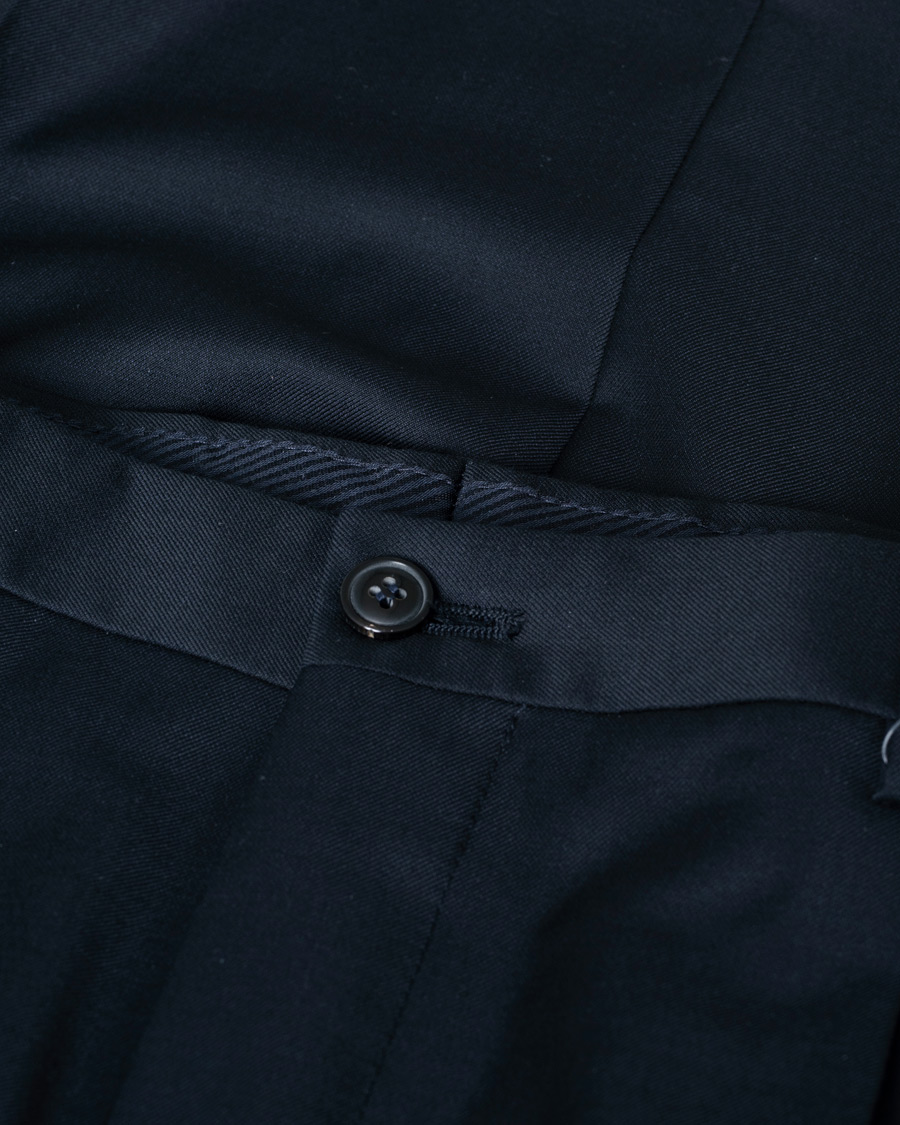 Giorgio Armani Tapered Wool/Cashmere Gabardine Trousers Navy