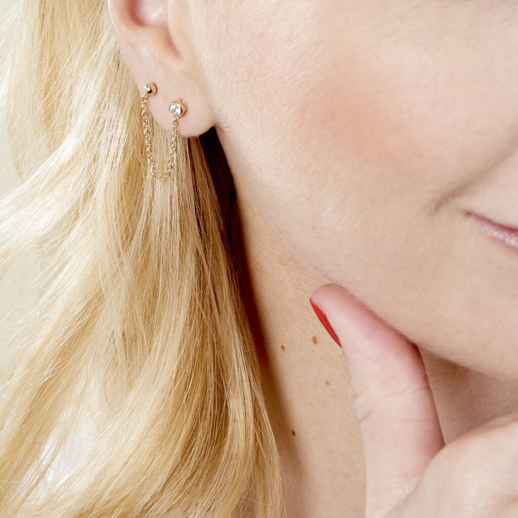 Bijoux D'oreille Unitaire Pendante Plaqué Or Jaune Dofi Oxyde