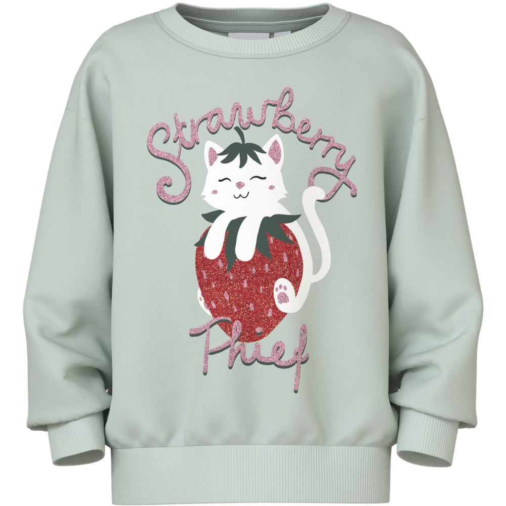 Køb Name It Pale Aqua Strawberry Cat Nmfvisus Ls Rlx Sweat Unb