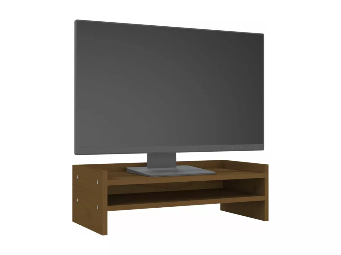 Support de moniteur Marron miel 50x24x16 cm Bois de pin solide