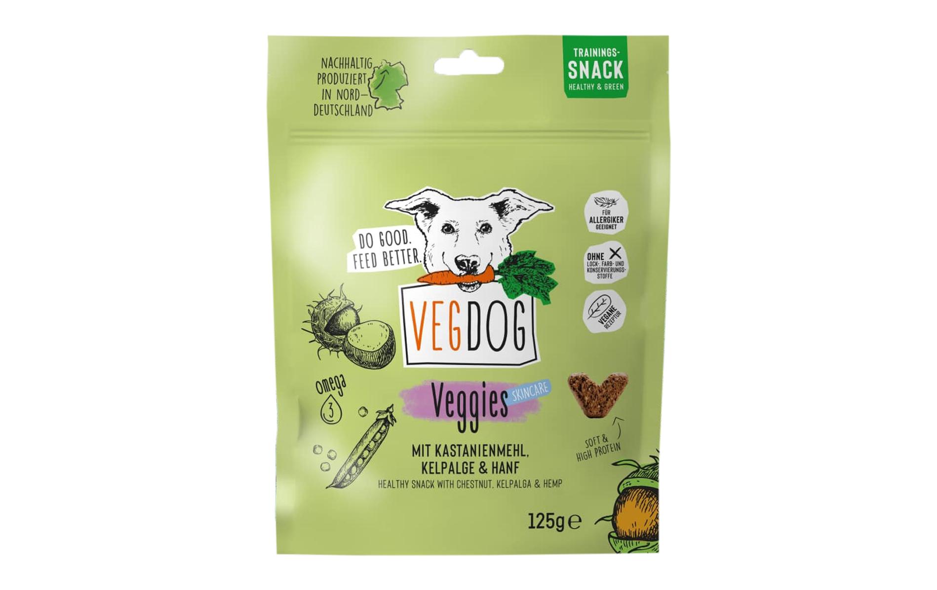 Snack Veggies skincare 125 gHypoallergener, proteinreicher Trainingssnack für gesunde Haut und Fell