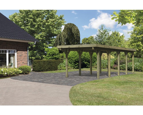 Enkele carport Karibu Bremm 3 variant A 318x860 cm drukgeïmpregneerd