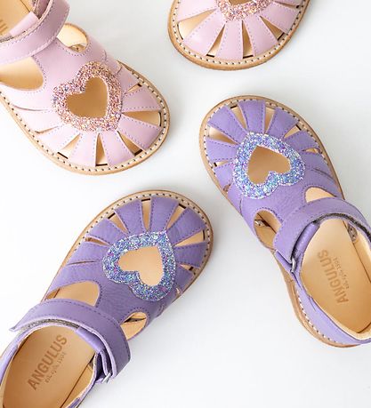 Angulus Sandalen - Herzsandale - Flieder/Confetti Glitter
