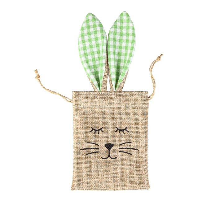 Geschenktasche mit Hasengesicht - aus Jute - ca. 10,5 x 33 x 0,5 cm - 1 Stück