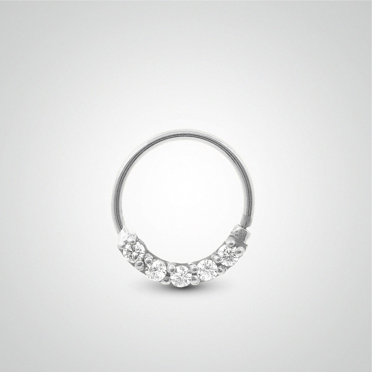 Piercing helix anneau à écarter en or blanc et zircons