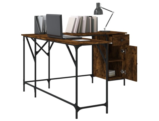 VIDAXL - Bureau chêne fumé 141x141x75 cm bois d'ingénierie