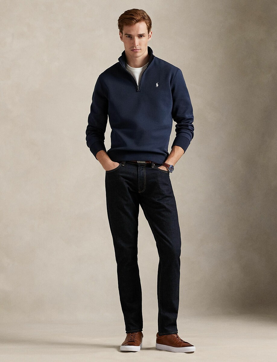 POLO RALPH LAUREN<br>Suéter com meio zíper e tecnologia de malha dupla