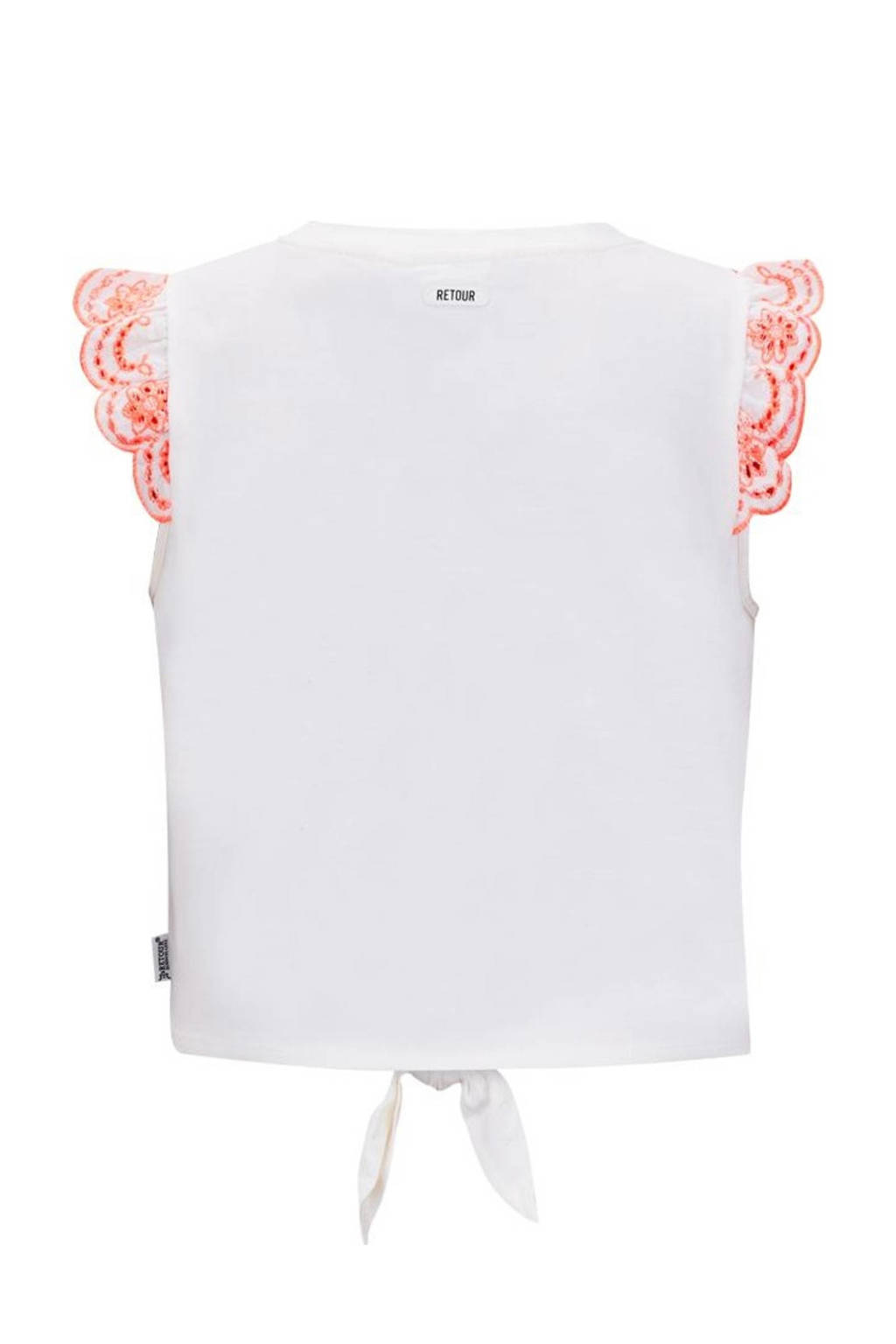 Retour Jeans T-shirt Mila met printopdruk wit/oranje