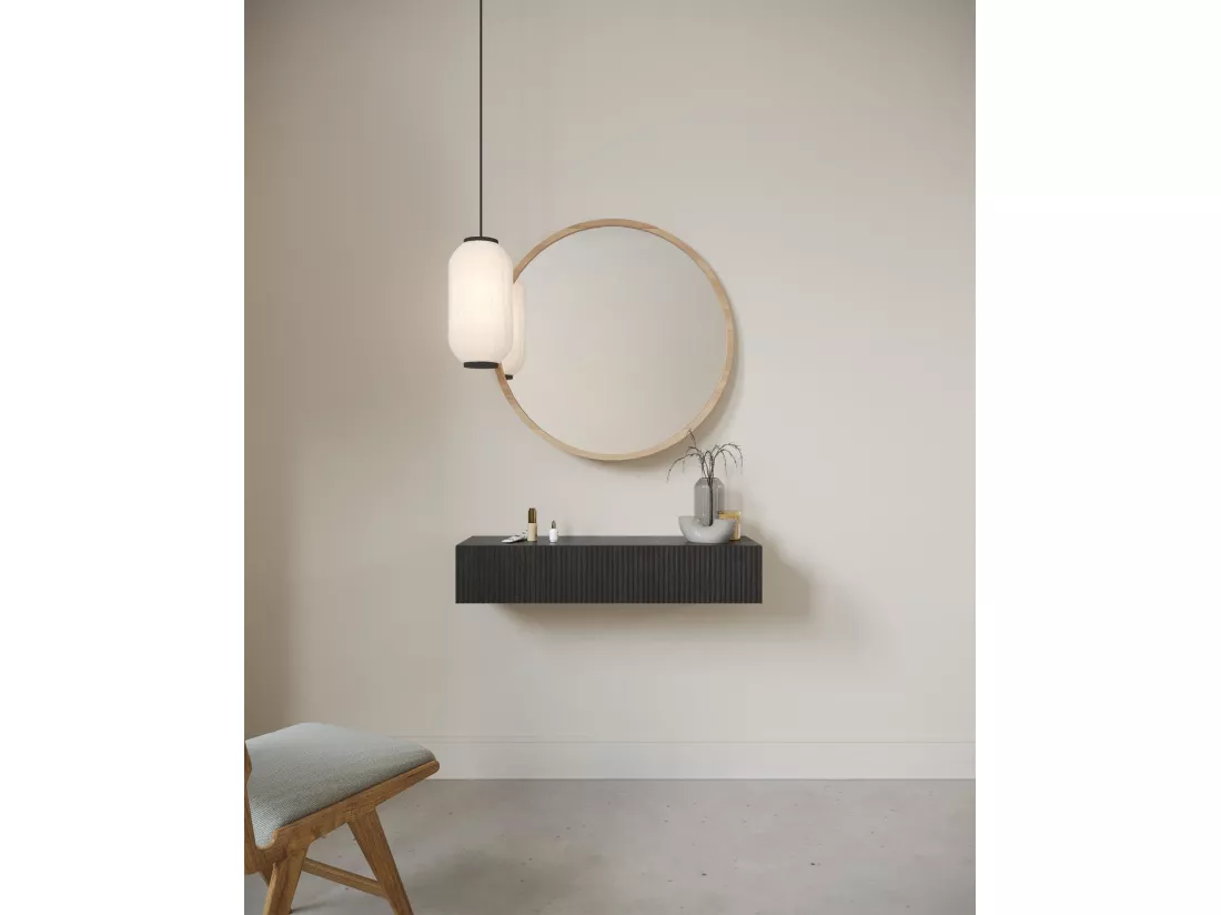 Console - 90 cm - avec tiroirs - suspendu - couleur du bois de frêne Portland - NOLIE
