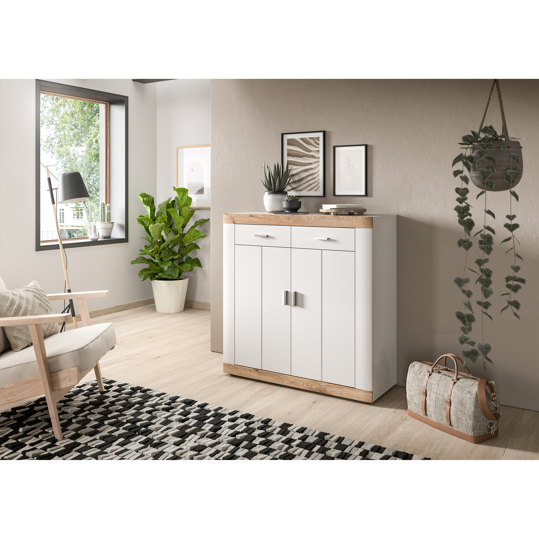 Kommode LAREDO - weiß-Nox Oak - 101 cm