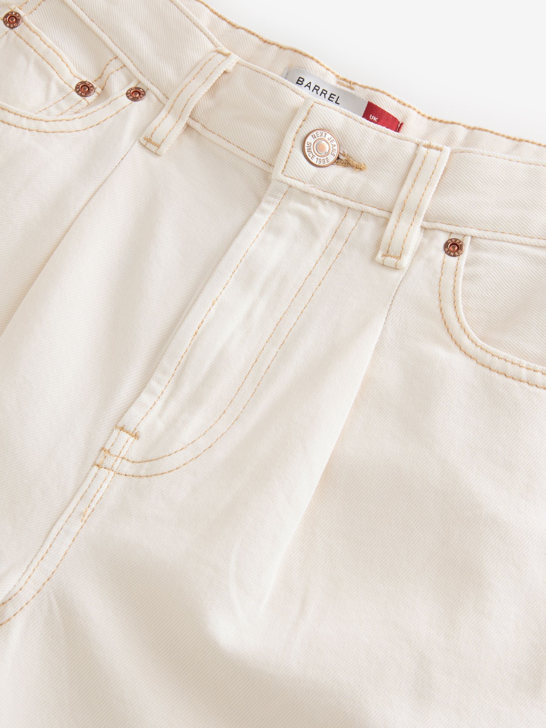 Ecru - Cropped Barrel jeans met ronde pijpen