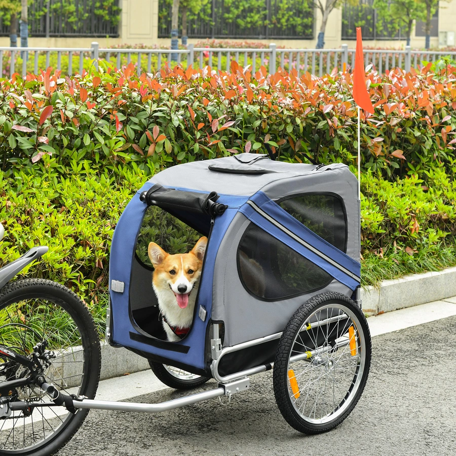 PawHut Fahrradanhänger für Hunde blau