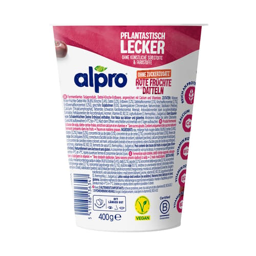 Alpro Joghurtalternative auf Soja Basis Rote Früchte mit Datteln ohne Zuckerzusatz VEGAN