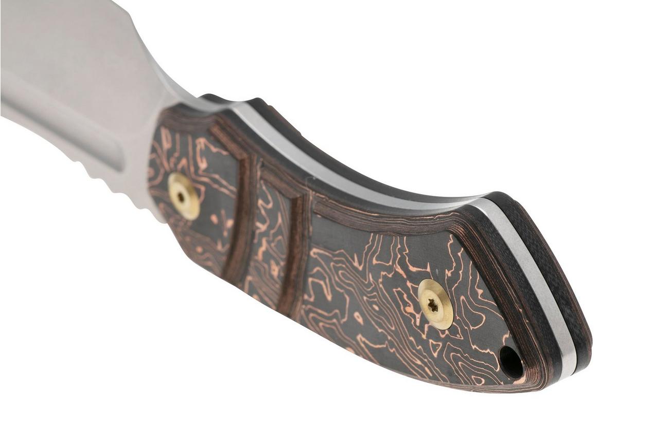 Kansept Korvid S G2030A7 Stonewashed CPM S35VN, Copper Carbon Fiber, vaststaand mes, Justin Koch design