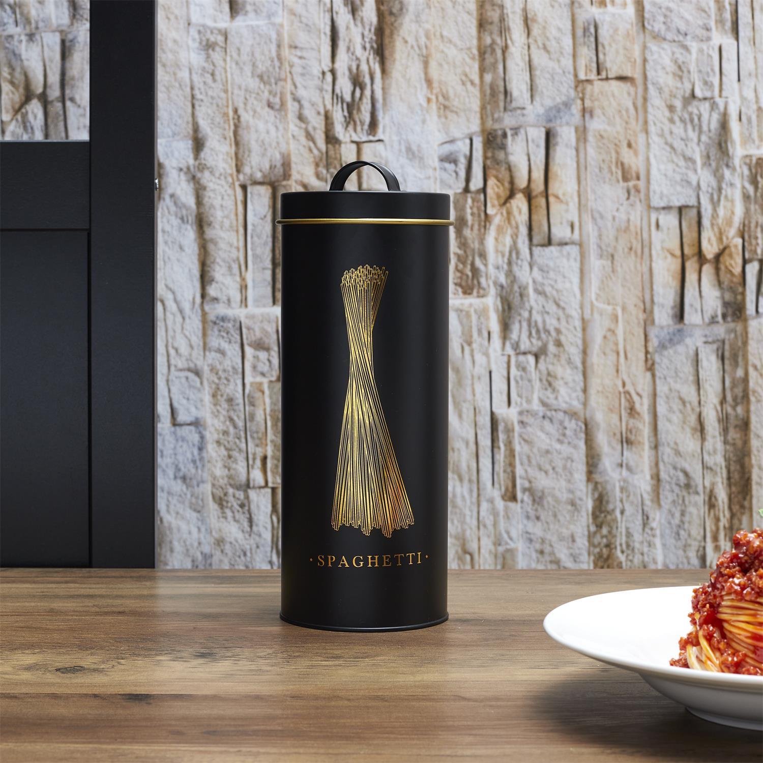 BOITE METAL NOIR ET DORE SPAGHETTI