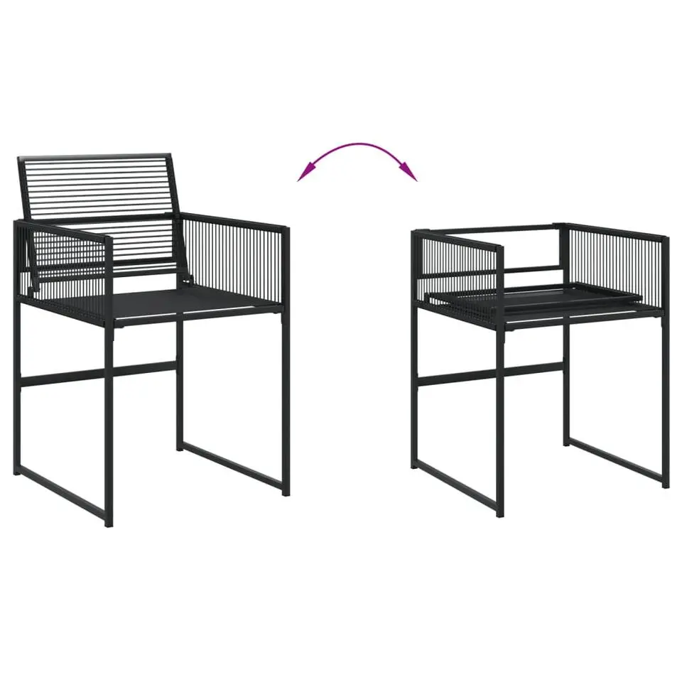 vidaXL - 7-delige Tuinset - Inklapbaar - Zwart - PE rattan - 165x107 cm