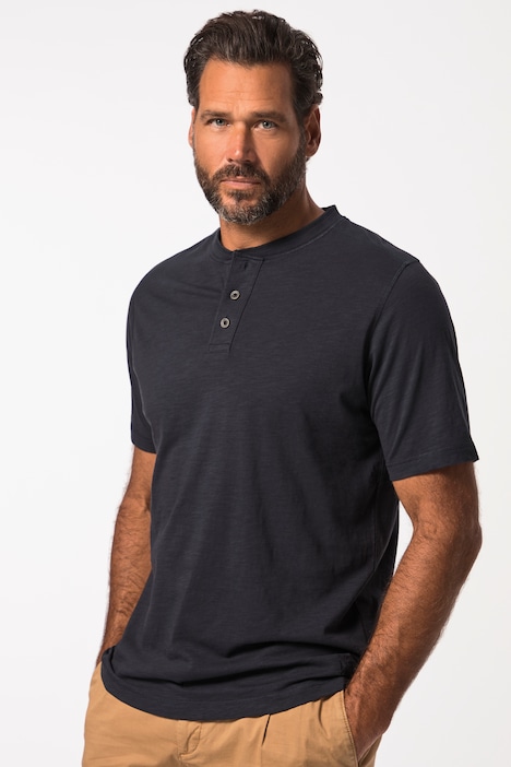 Henley, Halbarm, Rundhals mit Knopfleiste, bis 8 XL
