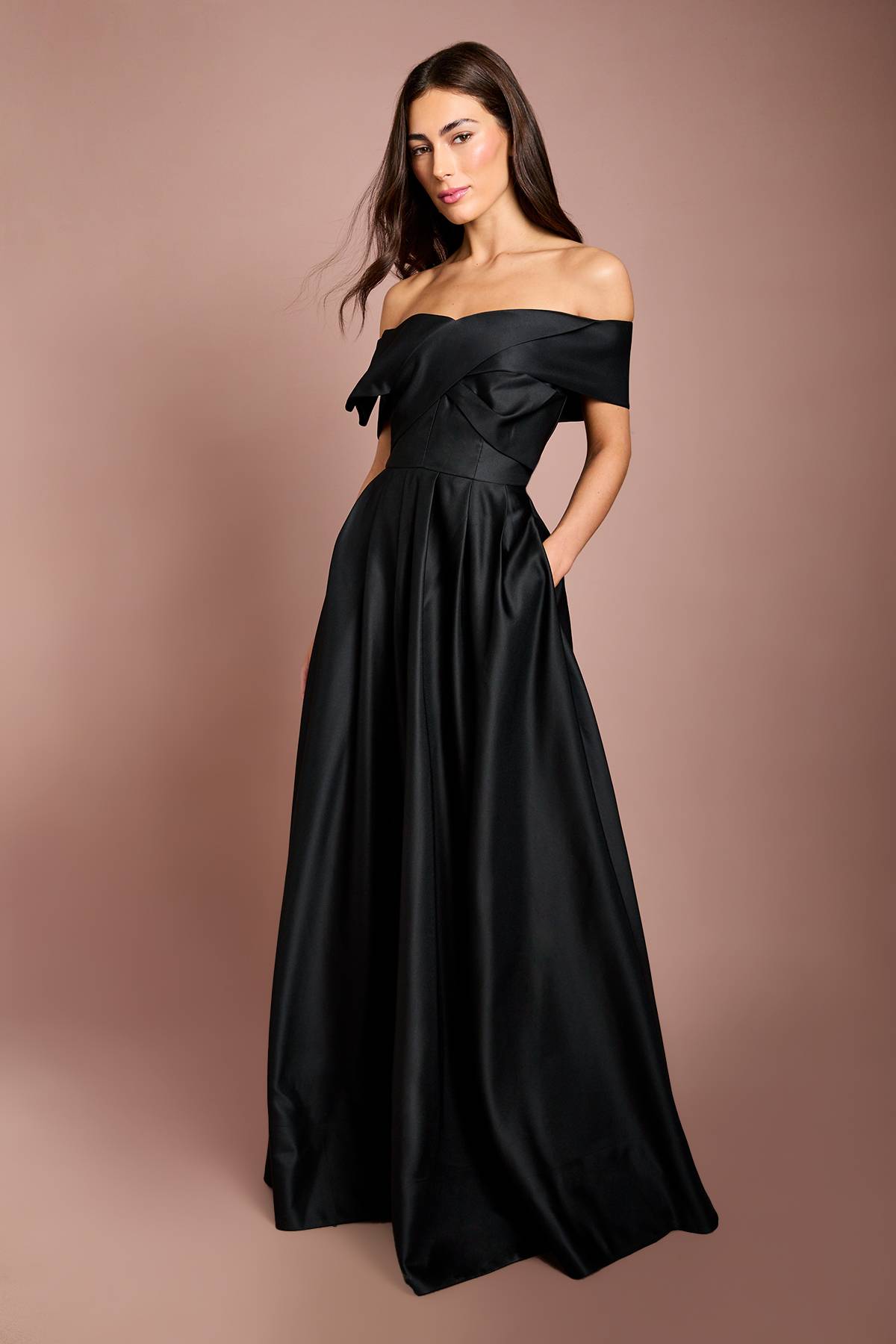 Coast Robe Longue En Satin Bardot À Détails Origami