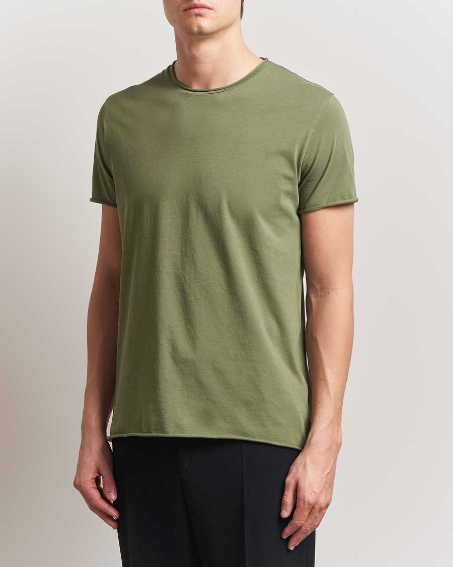 Filippa K Roll Neck Crew Neck T-Shirt Faded Green