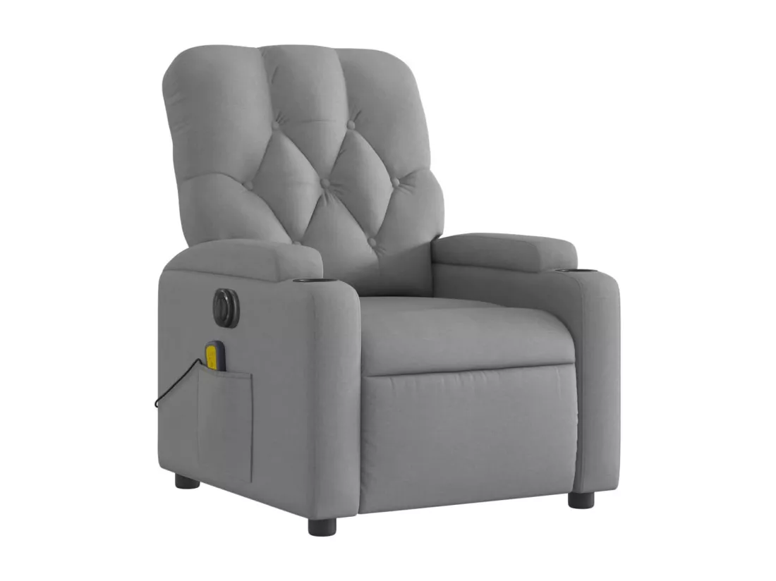 Fauteuil de massage inclinable électrique gris clair tissu
