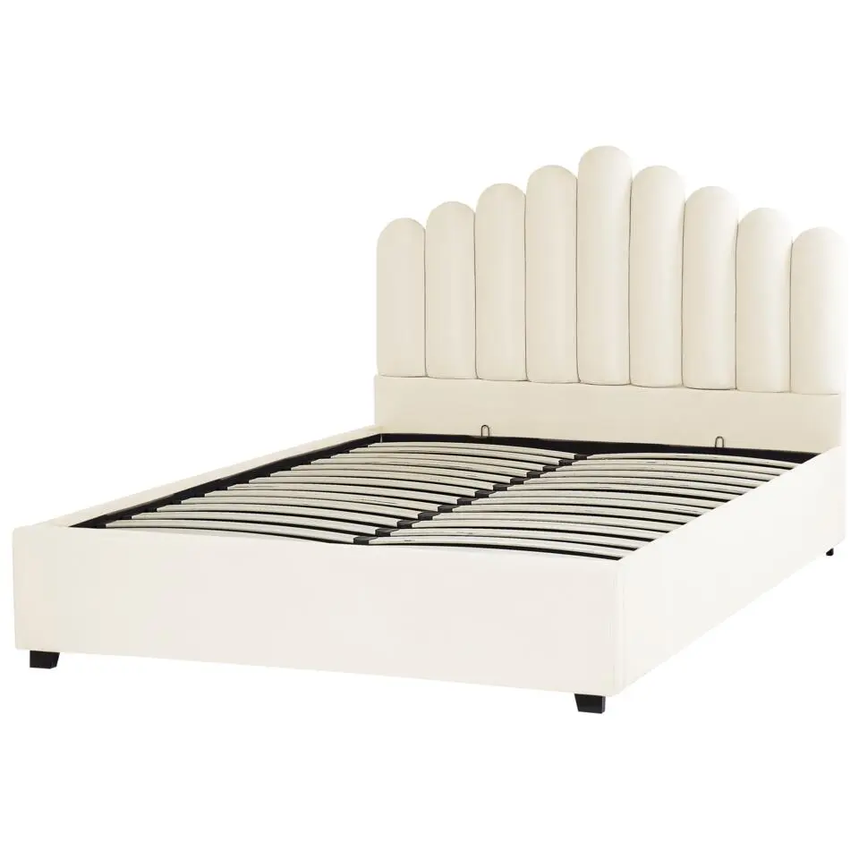 VINCENNES - Bed met opbergruimte - Wit - 160 x 200 cm - Fluweel